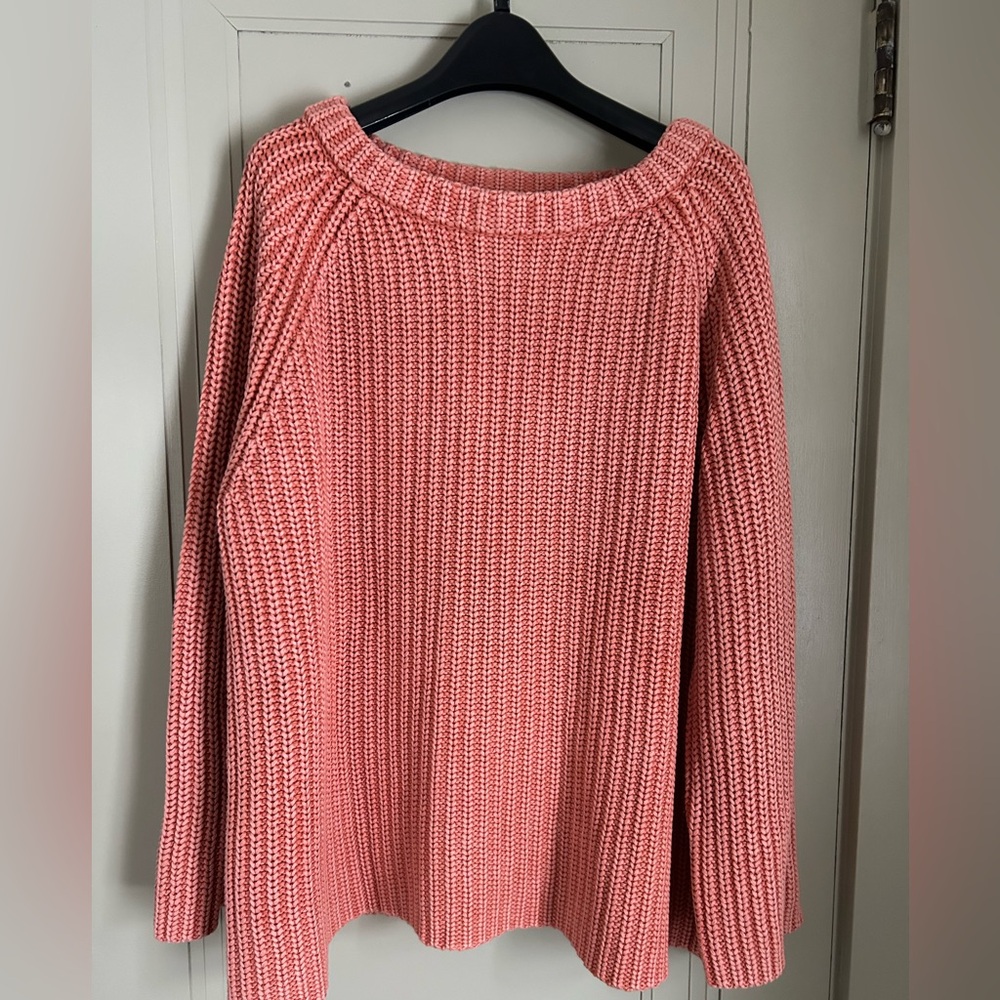 DEMYLEE NY — Tyler Washer Cotton A-line Sweater in Soft Coral — Size L